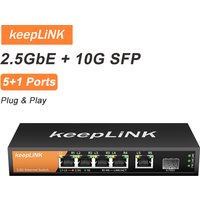 KeepLiNK 6-Port Multi-Gig Unmanaged Ethernet Network with 5x2.5Gb Port and 1x10Gb SFP+ For Uplink