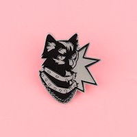Cool Punk Cat Enamel Pin Cartoon Animals Brooch Pines Lapel Pins Badge on Backpack Clothing Accessories Jewelry Frineds Gifts