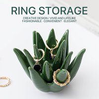 Ceramic Aloe Vera Ring Holder Creative Succulent Plant Jewelry Stand Cute Ring Display Stand Home Desktop Decor for Women