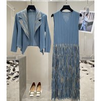 Elegant Autumn High-End Feel Ruffled Dress Slimming Cake Skirt For Women Long-Slimmed Slimming Fashionable Office Style