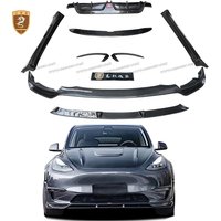 Dry Carbon Fiber Body Kit For Tesla Model Y Cmt Style Front Lip Spliter Rear Diffuser Side Skirts Wing Spoiler Car Accessories
