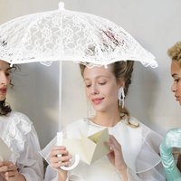 Elegant Lace Women's Lace Umbrellas Hollowed Out Floral Patterns Mini Bridal Umbrella Delicate Lolita Bride Prop Umbrella