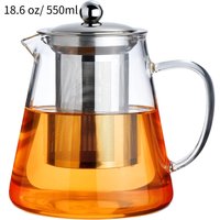 18.6 OZ/550ml Glass Teapot Stovetop Borosilicate Clear Tea Kettle with Removable Stainless Steel Tea Brewer for Camping,Travel