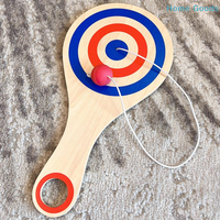 Wooden Paddle Ball With String And Ball Set Interactive Elastic Game Enhances HandEye Coordination Backyard Play Suppliesproduct