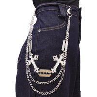 Personalized hollow cross pendant imitation blade accessory pants chain hip-hop jeans chain waist chain accessory