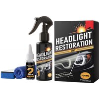 2-Step Car Headlight Restoration Kit Auto Headlight Cleaner Polish Spray Remove Yellowing & Oxidation Restore Foggy Headlights