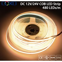 Bande lumineuse LED COB répertoriée UL 320 480 LED/m 16,4 pieds de ruban flexible haute densité 3000-6500K RA90 Dimmable LED lumières DC12V 24V