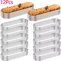 6/12Pcs Stainless Steel Porous Tart Ring Oval Muffin Tart Rings Perforated Cake Mousse Mold Cookies Cutter Pastry Mold Tool