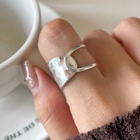 BF CLUB 925 Sterling Silver Irregular Ring Female Hollowout Open Simple Retro Style Handmade Rings Jewelry Birthday Gift