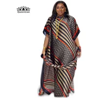 New Style Fashion Oversize African Women Clothing Dubai Dashiki Abaya Free Size Print Design With Scarf Loose Long Dress
