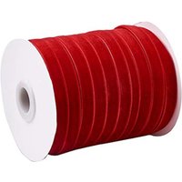 1Roll 50 Yards Red Single Face Velvet Ribbon for Christmas Halloween Wedding Wrapping Crafts Decoration Favors