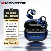 Monster MQT58 Sports Headphones Ear Clip Wireless Bluetooth 5.4 HIFI Sound Earphones HD Call Noise Cancelling Earbuds Open Ear