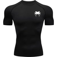 Men's Compression Shirt Short Long Jogging Sleeve Quick Dry All Season Elastic Quick-Drying Workout Top for Gym Running Fitness