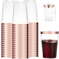 Gobelets à Dessert en plastique doré, 10 pièces, gobelets jetables durs de 12oz, verre de vin Transparent, tasse de boisson, fournitures d'anniversaire et de mariage