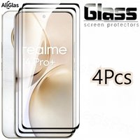 4Pcs Curved Glas for Realme 8 11 12 14 Pro Plus Tempered Glass for Realme 10 13 Pro GT2 GT5 Pro Anti-Glare Case Friendly Glass