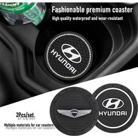 2Pcs Car Cup Mat Auto Cup Slot Non-Slip Coaster For Hyundai Genesis N-LINE I10 I20 I30 I40 IX20 IX35 Kona Getz Veloster Tucson