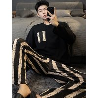 Fashion Autumn Striped Pajamas Sets for Men Plaid Pants Cotton Male Sleepwear Big Yards 3XL Home Wear Lounge Nightwear pijama
