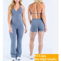 NO LOGO Naked V-neck Hanging Neck Beautiful Back Yoga Clothing Set for Women Pilates Sports Outdoor Running Fitness Clothing Set