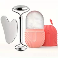 3in1 Stainless Steel Ice Face Roller & Gua Sha Facial Skincare Tool Kit Face Lifting Facial Treatment Reduce Acne Skin Care Tool