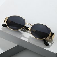 Retro Metal Frame Oval Sunglasses Women Men Brand Designer Vintage Round Sun Glasses