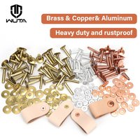 WUTA Zestaw 50/100 solidnych nitów mosiężnych z zadziorami, nity miedziane, nity aluminiowe, nity na stałe, łączniki z ćwiekami, akcesoria do majsterkowania ze skóry do pasków, uzd, kantarów,