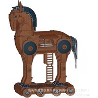 Famous CLassic Legend Ornament Toys MOC-130449 Animal Model Trojan Horse Building Blocks Educational Technology Bricks To