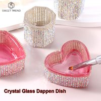 SWEET TREND-1pc Crystal Glass AB Diamond Acrylic Nail Cup Nail Brushs Powder Liquid Dappen Dish Cup Cleaning Container Tools
