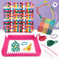 Weaving Loom Kit Toys for Kids Adults Easy Potholder Loom Knitting Activity for Beginners Square Buildable Loom Knitting Activit