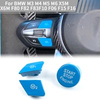 Replacement Car Steering Wheel Blue M1 M2 With Start Stop OFF Button Cover Trim For BMW M5 F10 M3 F80 F83 M4 M6 X5M X6M F82 F06