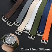 One Piece Silicone Watchband 20mm 22mm Soft Rubber Watch Straps Sports Wristband Universal Black Brown Grey Orange Bracelet
