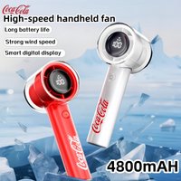Coca Cola Portable Mini Fan,Handheld Turbo Fan with LED Display, 5 Speeds Adjustable,4800mAh USB Rechargeable Battery Fan