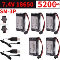 7.4V 5200mAh 18650 Li-ion battery for MN82 MN128 MN78 LC79 Watch Gesture Sensing Twisted RC stunt car For RC Cars SM-3P Plug 2S