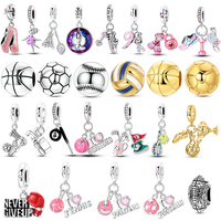 New IN 925 Sterling Silver Charms Beads Yoga Boxing Golf Rugby Pendants Jewelry Fit 925 Original Bracelet For Women DIY Gift
