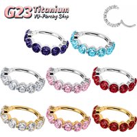 G23 ASTM F136 Titanium Full Inlaid CZ Clicker Hoop Multicolor Septum Helix Daith Cartilage Nose Body Piercing Jewelry