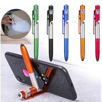 4 In 1 Multifunction Touch Pen Ballpoint Pen With LED Light Folding Stand For Smartphone Holder Night Reading Stationery Pencil