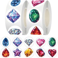 500pcs/Roll Colorful Gemstone Diamonds Cartoon Sealing Stickers DIY PVC Laptop Decals Decoration Reward Gift Toy
