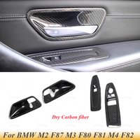 For BMW M2 F87 M3 F80 F81 M4 F82 Dry Carbon Fiber Door Button Cover Door Inner Door Bowl Cover Sticker Accessories