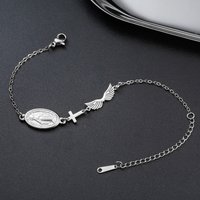 Virgin Mary Cross Bracelet Adjustable Hand Chain Stainless Steel Pendant Medal Christian Religious Catholic Protection Jewelry