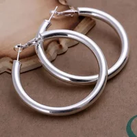 Fashion Pretty Nice Fashion Women 925 Sterling Silver Party 5CM Round Earring Jewelry Big Circle Lady Wedding