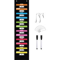 12 Pocket File Storage Chart Wall-Mounted Organizer with Hooks And Labels for Office Organization Hanging Pocket Folder Rack