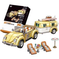 MOC Creative RV Series Beetle Wagon Technical Car Building Blocks City Mini Camper Vehicle Bricks Kits Assembly Toys Gifts