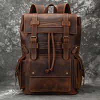 Luufan Big Capacity Men Backpack Genuine Leather 17 inch Laptop Multifunction Shool Bag Daypack Male Large Travel Backpack
