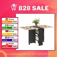 Homcom Inklapbare Eettafel met Inklapbare Vleugels 75X140X74 cm Natuurlijk en Zwart