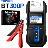 TOPDON BT300P 12V 24V Autobatterietester mit eingebautem Drucker, 100-2000CCA Batterieanalysator, Anlauf- und Ladetest, mehrsprachiges Autodiagnosetool für Fahrzeuge