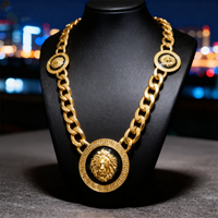 Fashion 3 Lion Heads Necklaces Hip Hop Jewelry Adjustable Statement Chokers Collar Hiphop Party Wear Jewellery dropshipping