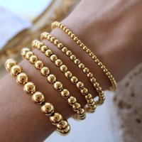 MHS.SUN – Bracelets en acier inoxydable lisse et étanche, 2-10mm, perles élastiques plaquées or, empilables, bijoux pour femmes