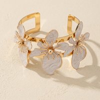 Bohemian Large Flower Open Cuff Bracelet for Women Statement Floral Bangle Summer Beach Wedding Party Jewelry Gift