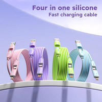 ANSEIP 4 in 1 5A Fast Charging Cable Silica Gel USB Cable Type C USB Micro for iPhone Samsung Huawei Xiaomi Multi Port Multiple