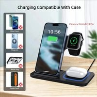 3 in 1 Wireless Charger Stand Multi Safety Protection 15W Fast Charge Anti-slip for iPhone17 16 15 14 13 12Pro Max Watch AirPods