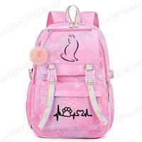 Women Schoolbag Funny Cat Anime Large Capacity School Backpack Smooth Zipper Teens Girl Casual Daypack Bag Student Supply